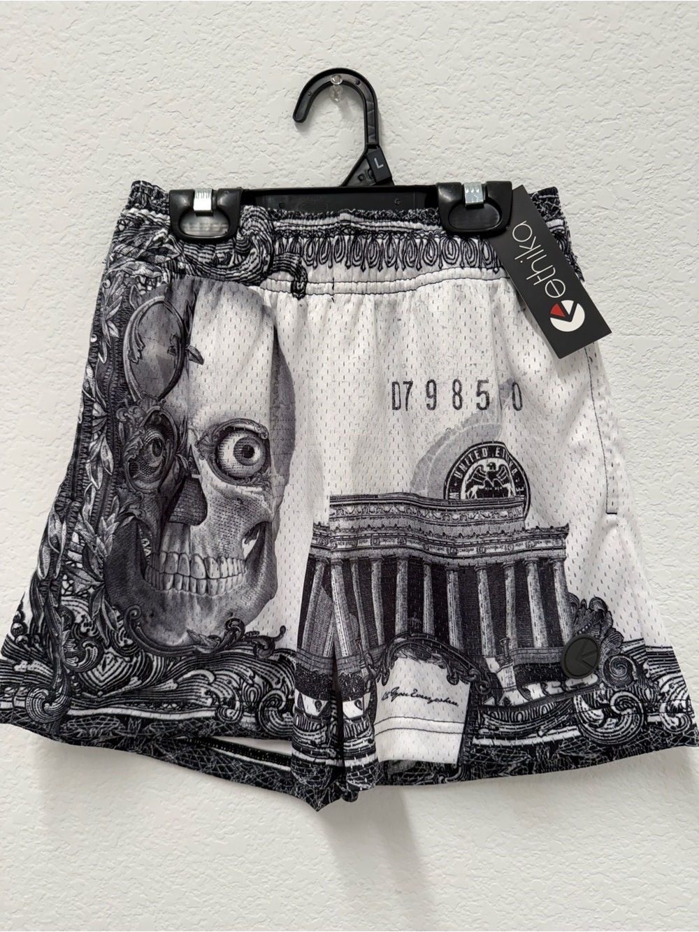 ethika Black and White Logo Mesh Shorts